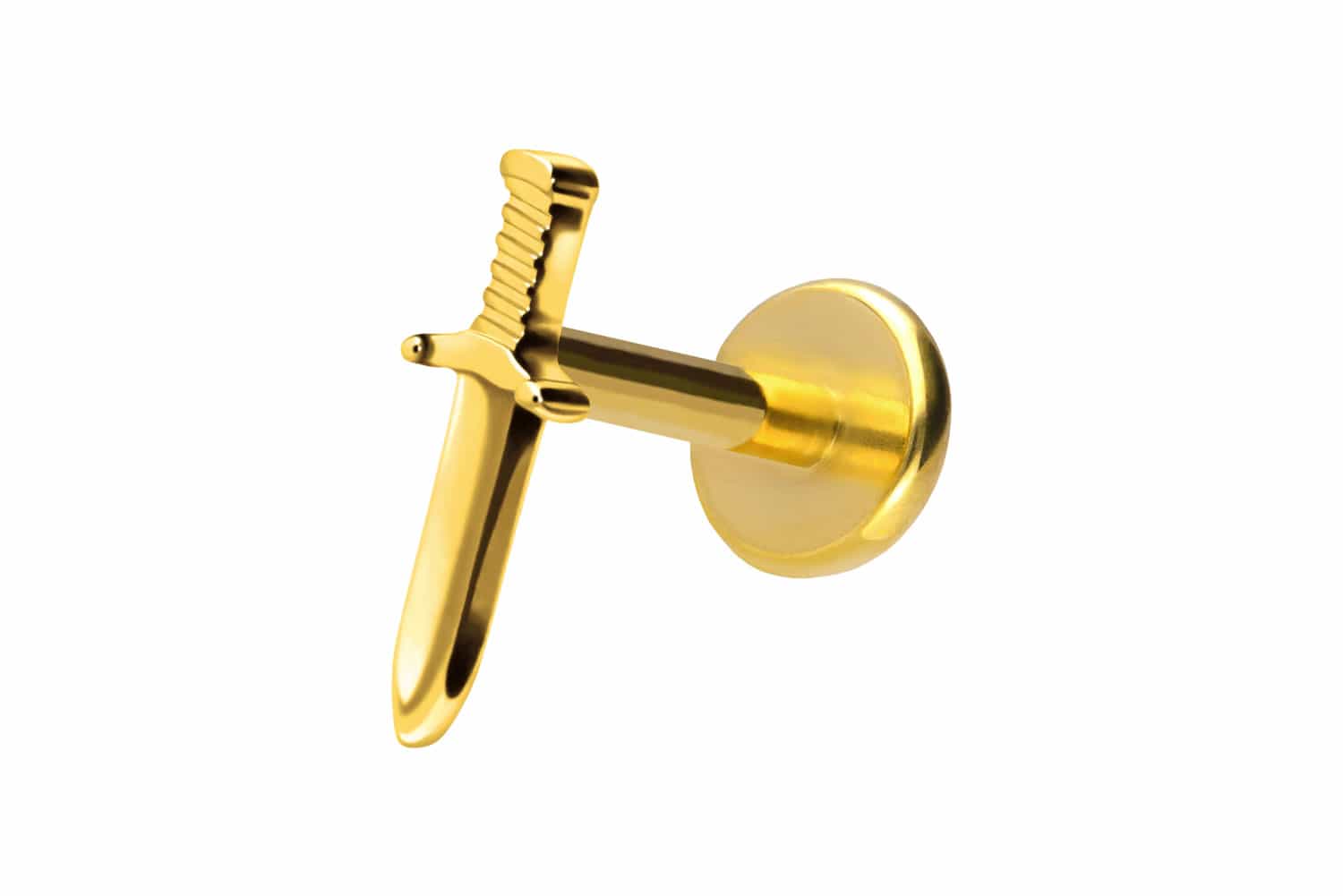 Titan Labret Piercing mit Push Fit SCHWERT